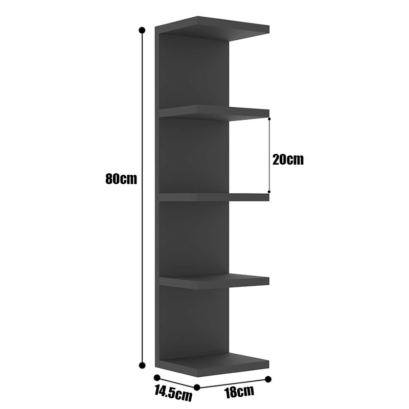 Type B 5-layer floating shelf black