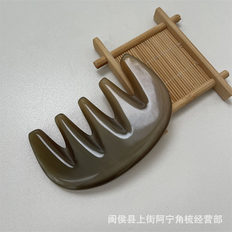 Horn Comb Five Teeth Meridian Massage Comb Wuzhi Shu Head Scalp Care Beauty Salon Tool overview