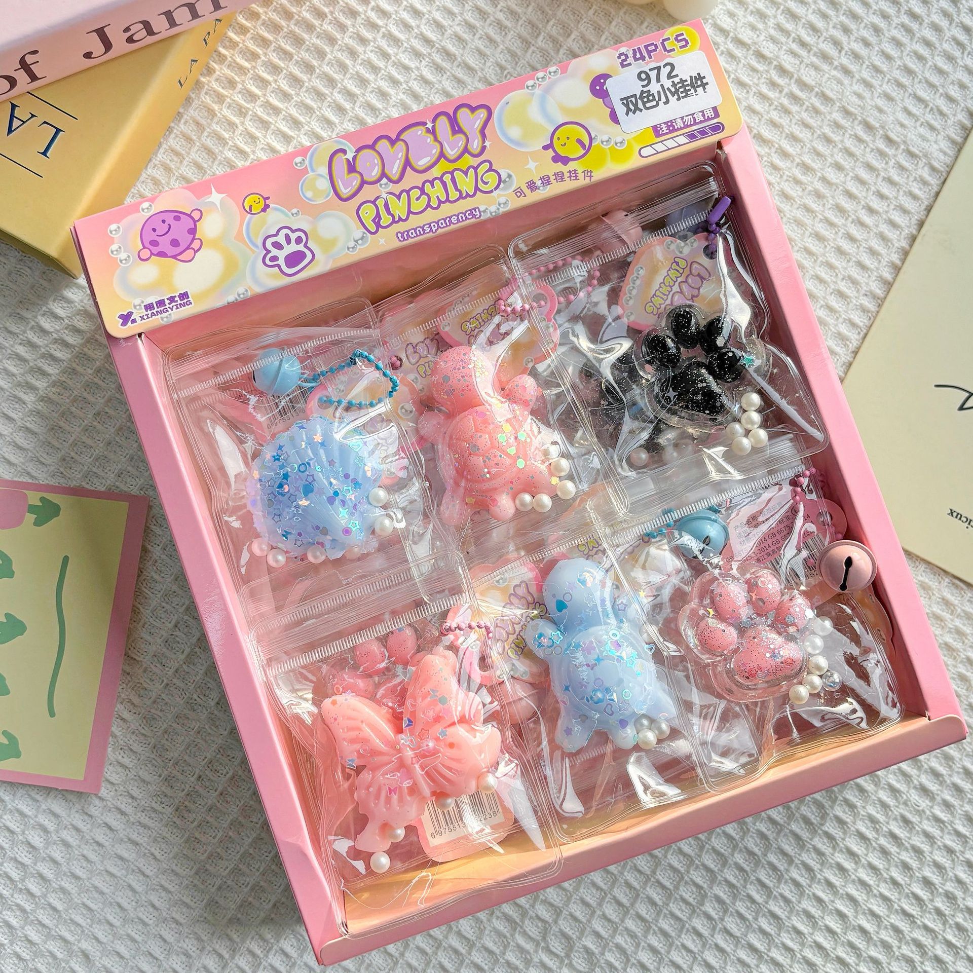 Ocean Pellizcar colgante Pellizcar juguete de descompresión Pellizcar juguete Pellizcar 24 cajas de color Pellizcar artefacto de descompresión