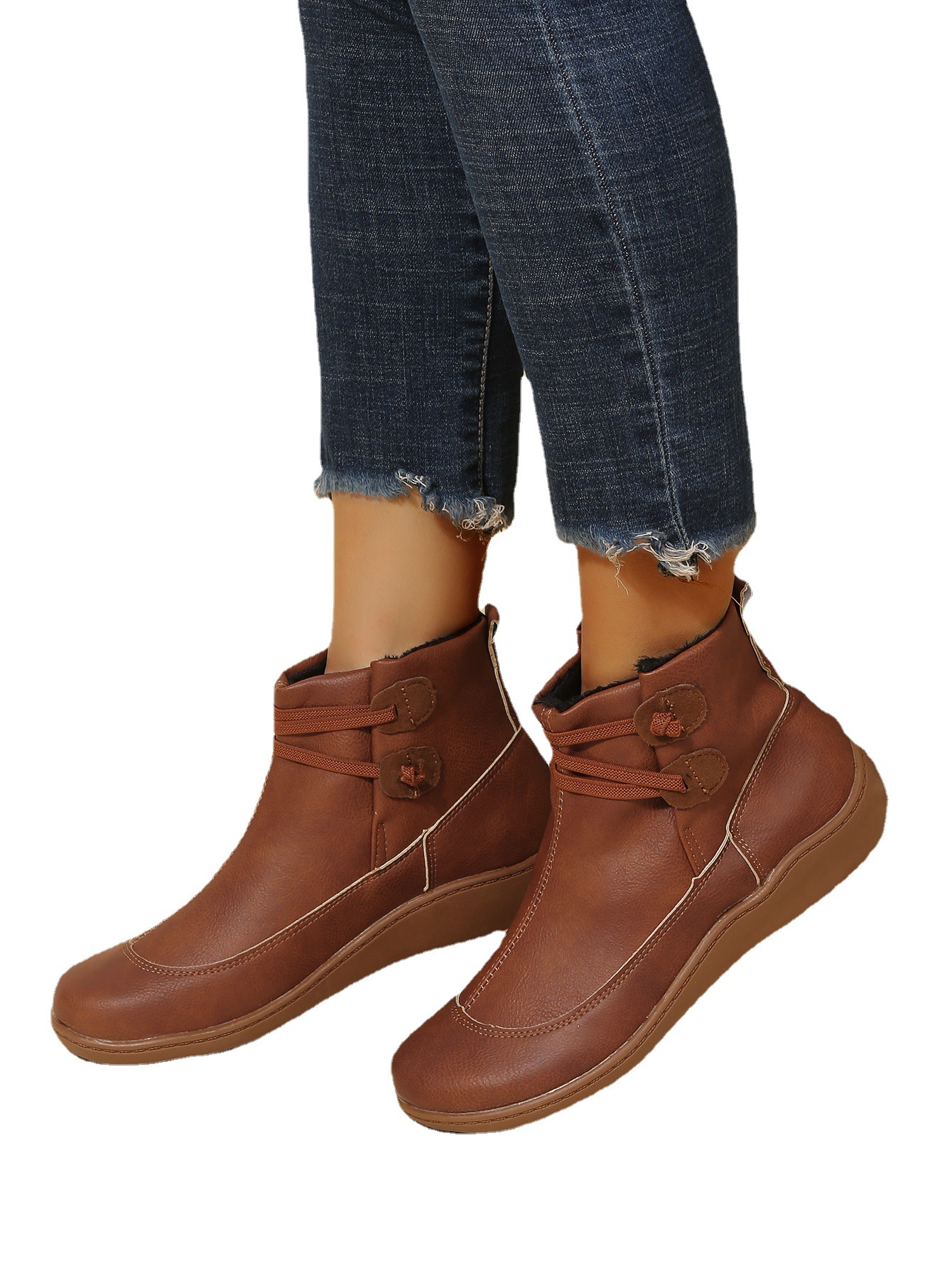 New large-size short tube women's flat solid color women's boots_voghion.com