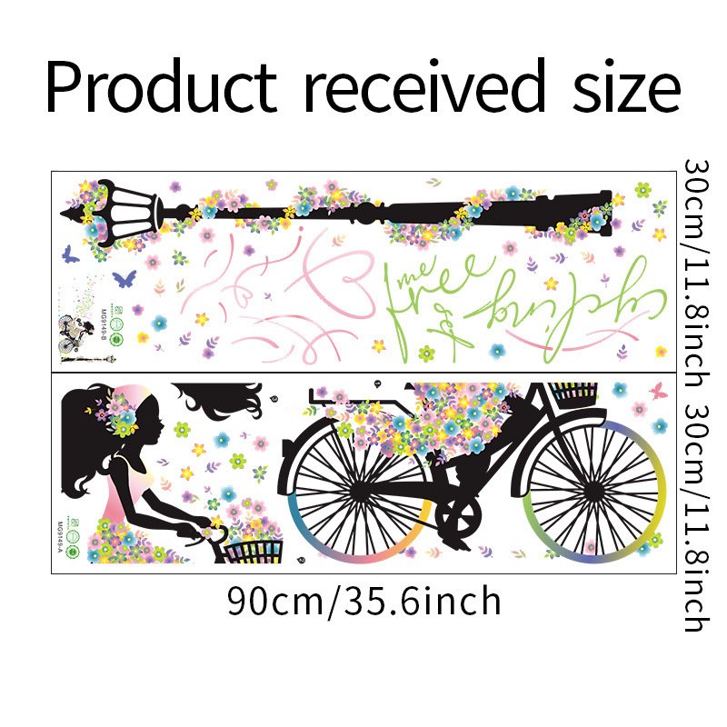 New Cyclist Girl Street Light Flower Bedroom Entrance Decoration Wall Sticker Wholesale Nihaojewelry display picture 2