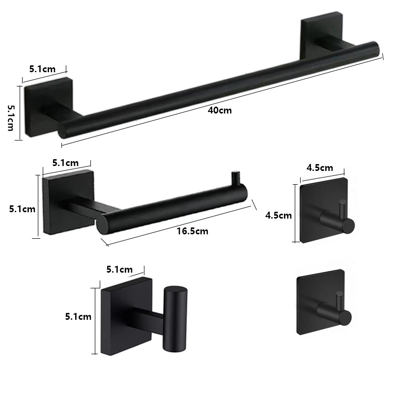 Bathroom bathroom pendant five-piece bathroom towel rack towel bar tissue rack hook stainless steel cross-border suit