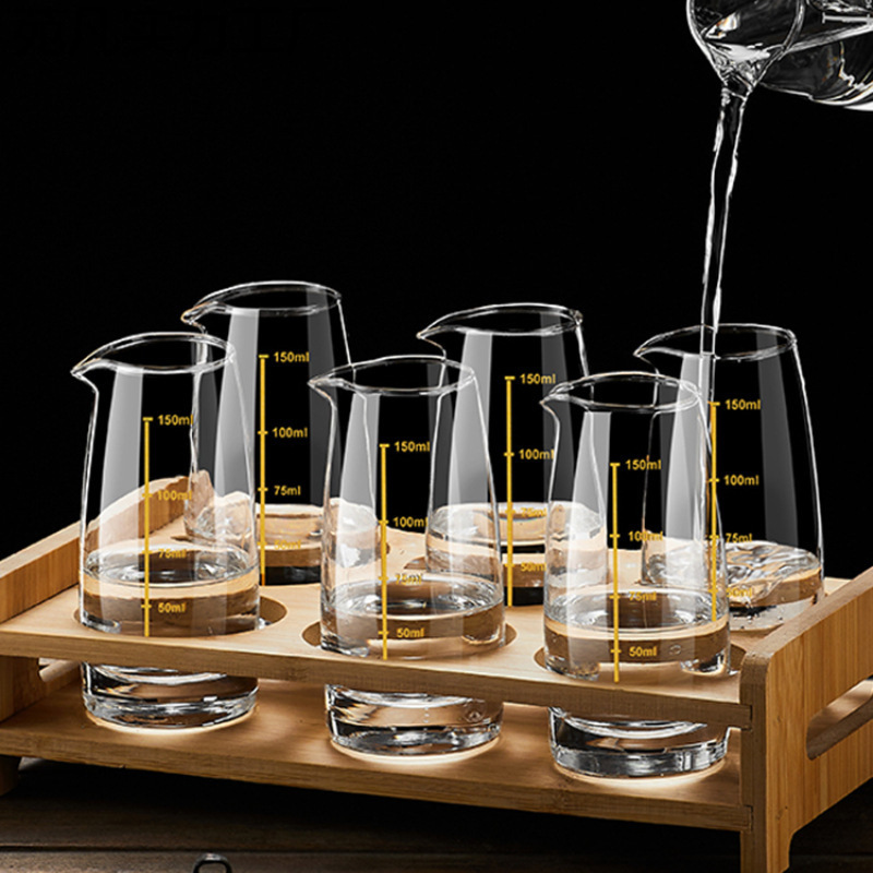 【6只装】水晶白酒分酒器100小酒杯套装商用中式酒盅玻璃乐之芸