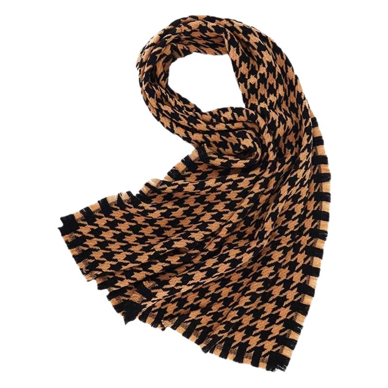 100% bufanda de lana houndstooth moda Otoño e Invierno Plaid bufanda invierno popular chal de los hombres de alta calidad