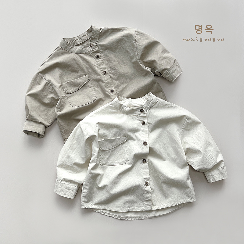 Camisa para niños 2024 primavera nuevos niños y niñas Camisa de algodón estilo coreano bebé para niños ropa para niños de moda japonesa