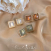 Universal sophisticated square earrings, ear clips, with gem