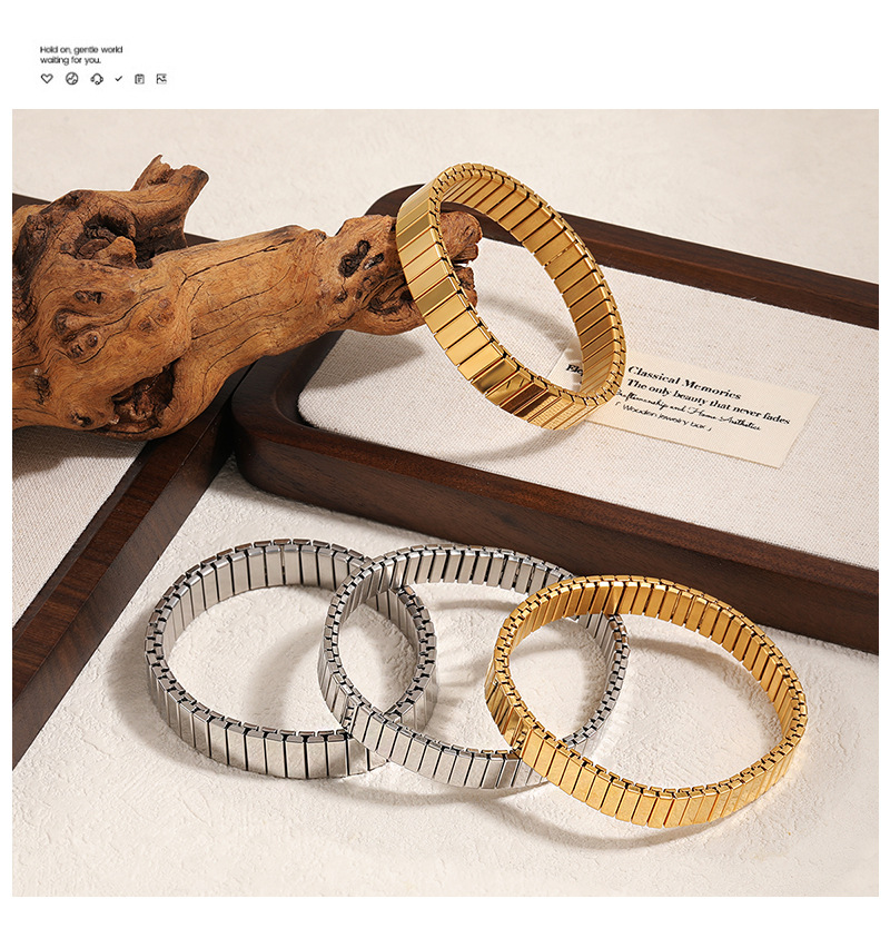 Retro Estilo Clásico Color Sólido Acero Titanio Pulsera Al Mayoreo display picture 7