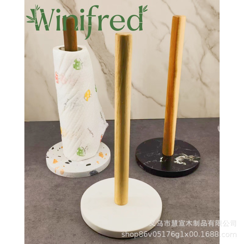 Acacia madera mármol toallas de papel de cocina estante de papel de rollo estante de toallas de papel de toallas de mesa de comedor estante de almacenamiento de toallas