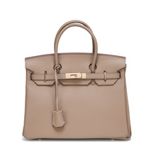 原版头层牛皮Togo小纹金扣铂金包真皮时尚高品质大容量手提凯莉包