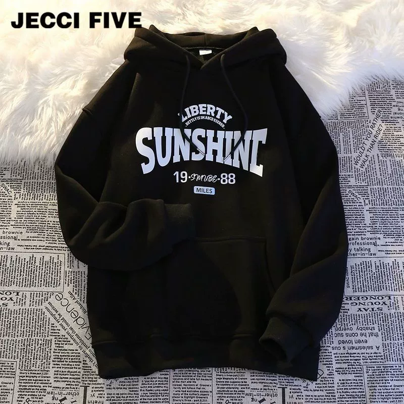 Худи Jecci Five осеннее тонкое, корейский стиль, свободный oversize крой, разные материалы