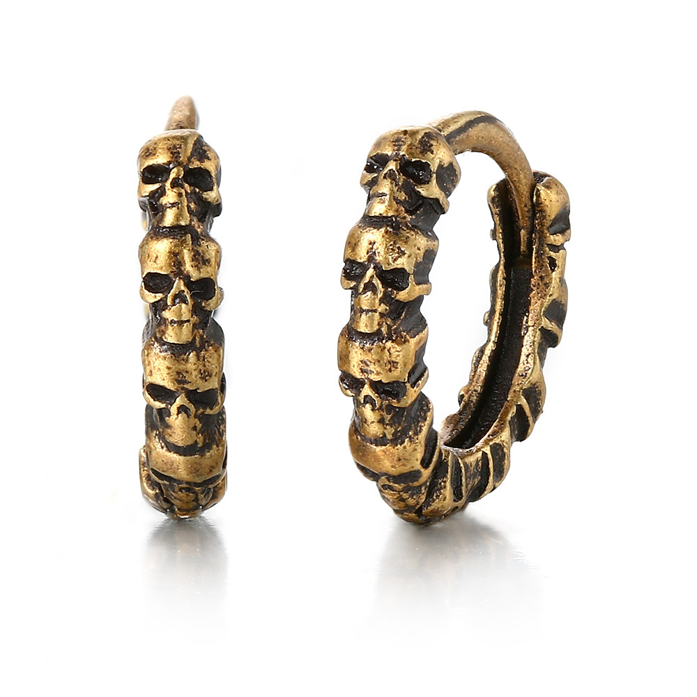 Punk Style 1 Pair Halloween Punk Skull Distressed Plating Copper White Gold Plated Gold Plated Black Gold Plated Earrings