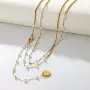 法式拼接钛钢珍珠毛衣链
