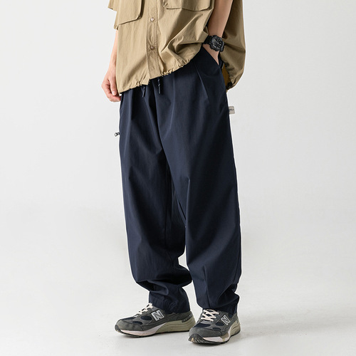 Side Zip Pocket Design Workwear Casual Pants for Men 2025 Spring Style Functional Style Outdoor 3D Pleated Long Pants
