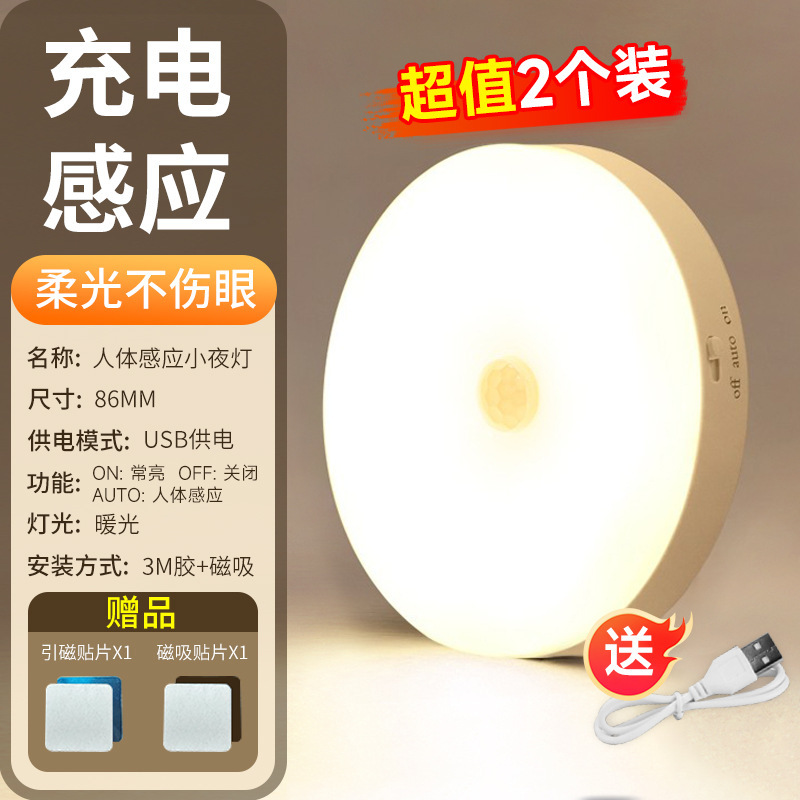 2024 nueva lámpara de inducción del cuerpo humano iluminación automática de noche pasillo doméstico control de voz inteligente carga de luz de noche