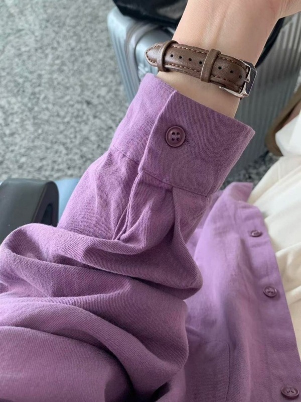 100%雾霾蓝色纯棉长袖衬衫女上衣衬衣防晒外套今年流行漂亮小衫|undefined