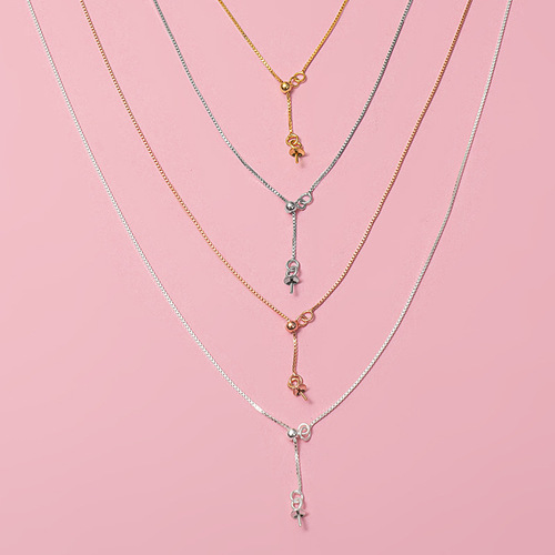 S925 sterling silver Y-shaped necklace can be glued with pearls, semi-finished necklace, DIY jewelry chain, adjustable telescopic chain