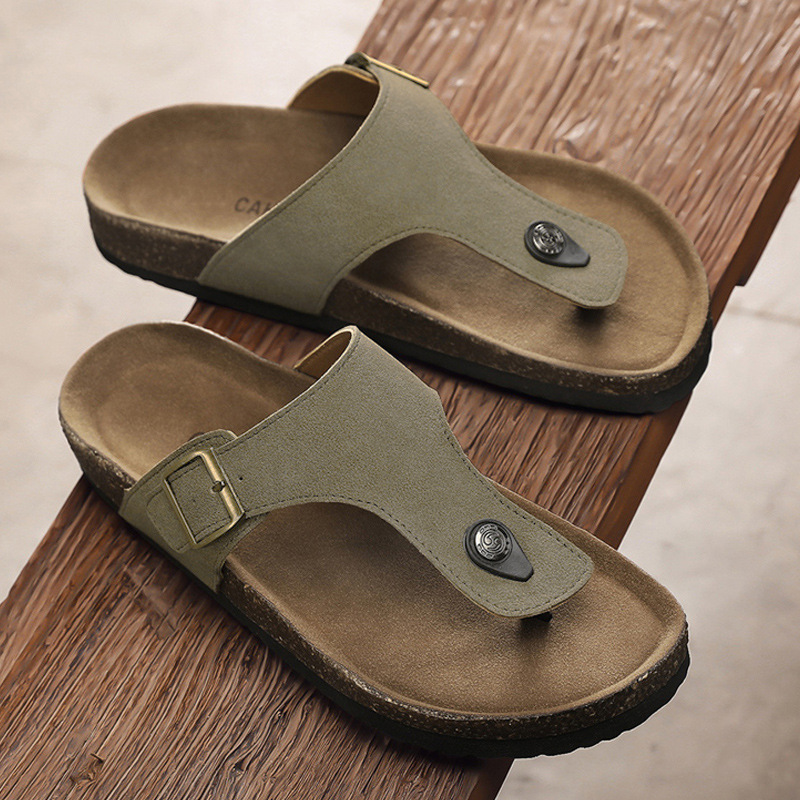 Slippers for Men New Summer Outer Wear Non-Slip Thick-Soled Flip-Flops Men's Birkenstock Shoes Cork Casual Flip-Flops
