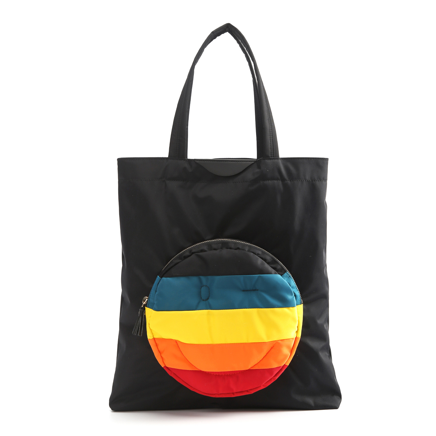 25款出口小众设计安雅尼龙妈咪包彩虹笑脸跨境热销购物袋竖版女包