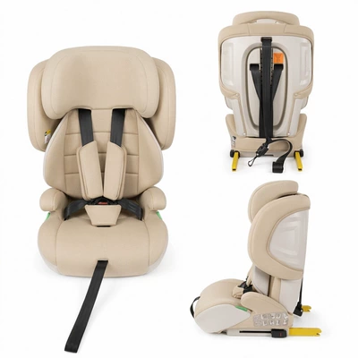 Protection, Can Be Used for Sitting – Car child safety seat - 15-12-years-old-3ci-size-full-level-certification-ece-r12904-eu-e8-safety-standard-khaki-isofixlatchfoldableadjustable-headrestfive-point-safety-belt