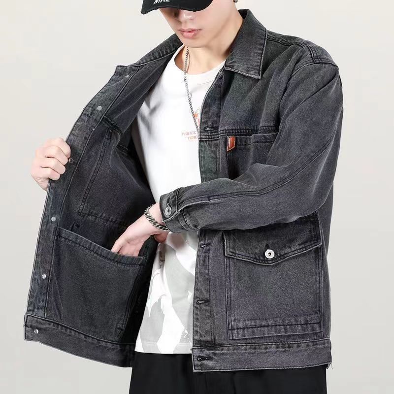 Retro Workwear Denim Jacket for Men, Spring and Autumn 2026 New Korean Style Trendy Loose Versatile Denim Jacket