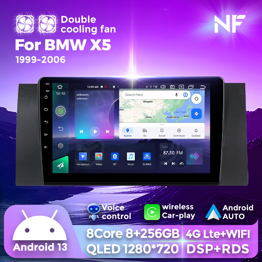 Aplicable a BMW E39 al sistema Android Carplay que invierte la pantalla de navegación multimedia del coche de Bluetooth