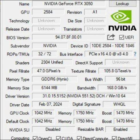 精英全固 Laptop, RTX3050, 6G, business version