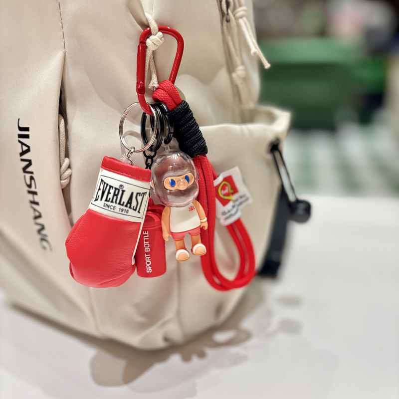 Fitness Style Red Boxer Bag Pendant, Cool Boxing Design, Trendy Accessory, Backpack Decoration, Fitness Gift