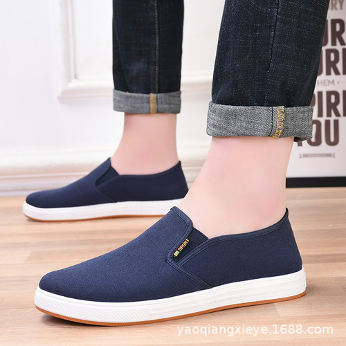 Low-top Men's Canvas Shoes  Autumn Style Old Beijing Canvas Shoes Men's Casual Shoes Slip-on Factory Direct Sale