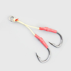 Stainless steel plate double hook braided line hook lure fishing slow shaking lure hook big fish lure hook red spot fish hook