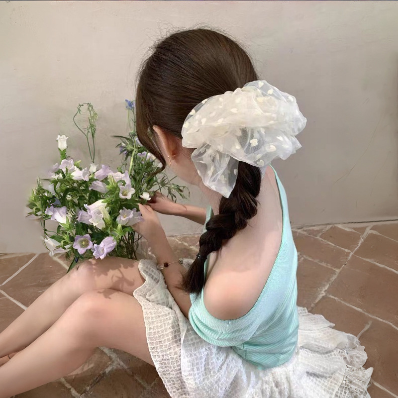 日本と韓国の高級愛腸ヘアバンド特大女の子植毛メッシュスーパー妖精純粋な甘いふわふわヘッドフラワー|undefined