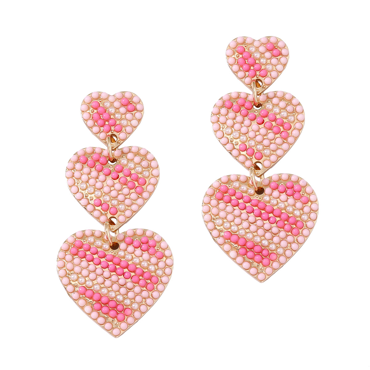 Valentine'S Day Festival 1 Pair Cute Sweet Heart Shape Inlay Alloy Artificial Pearls Rhinestones Drop Earrings
