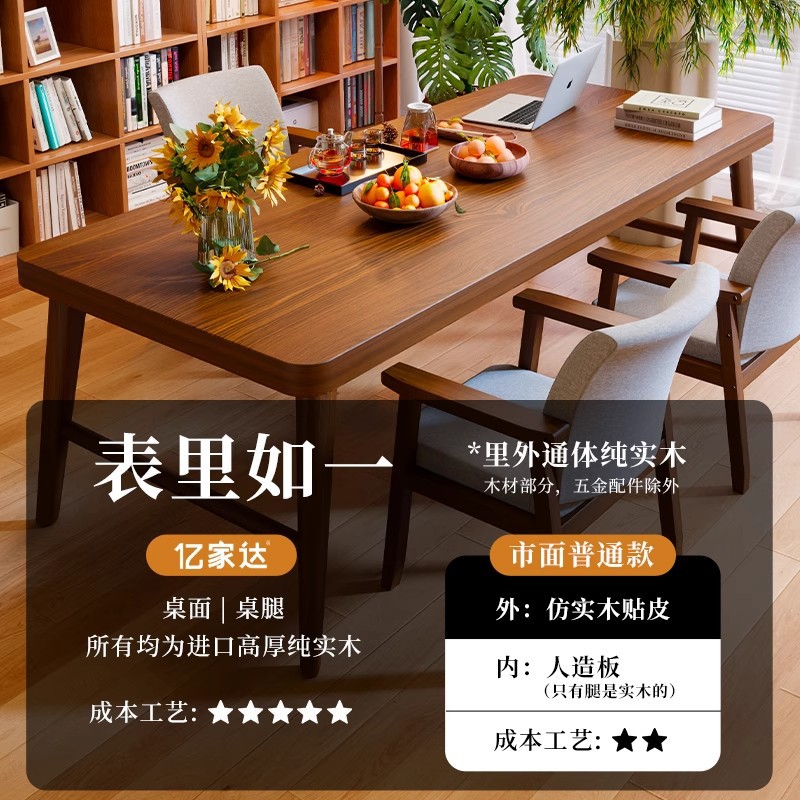 Escritorio de madera maciza para la sala de estar, escritorio largo, escritorio de lectura, escritorio de tabla grande, escritorio de oficina de aprendizaje, banco de trabajo, hogar