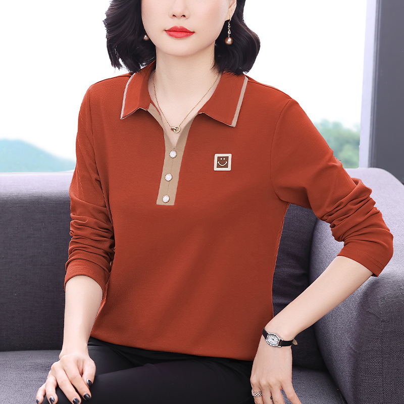 新款大码T恤女时尚polo衫大码宽松上衣遮肚显瘦打底衫简约体恤女|undefined