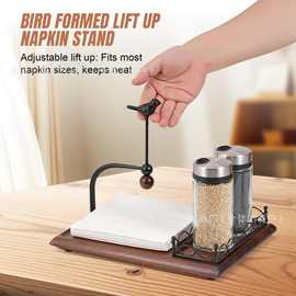 小鸟纸巾架木制桌面调料瓶收纳抽纸架酒店餐桌摆件纸巾调料收纳架