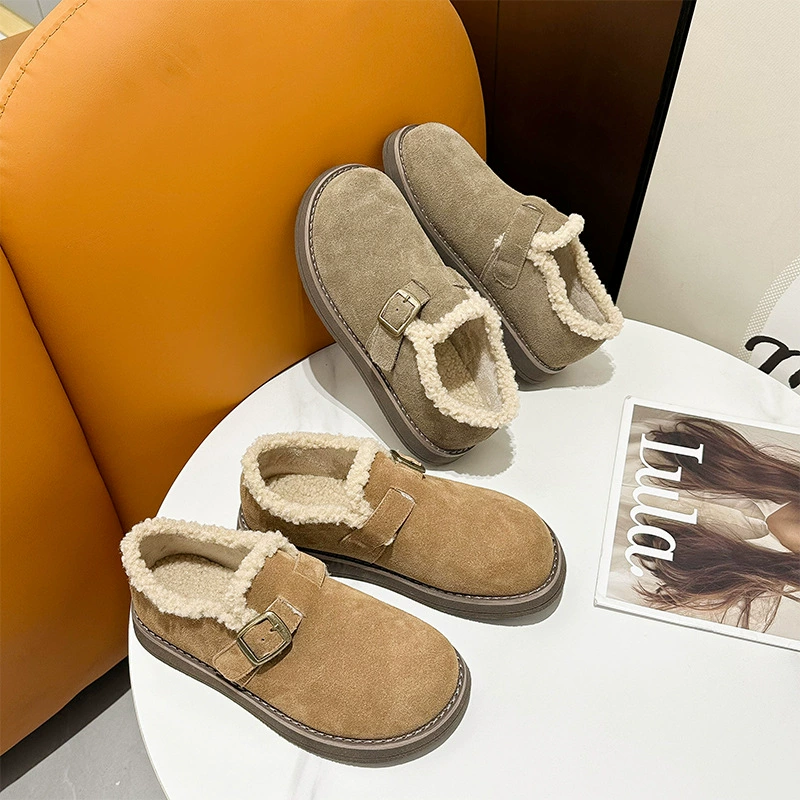 Новые женские модные туфли Мэри Джейн из натуральной кожи на плоской подошве с флисовой подкладкой, осень-зима 2024, в стиле Биркеншток