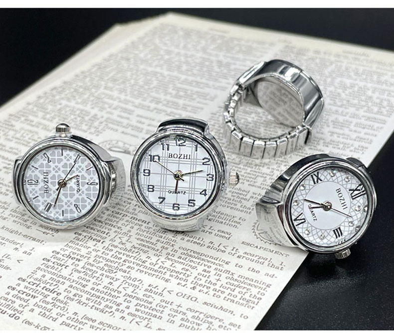 22g Weight Ordinary Glass Mirror Material Stainless Steel Strap Material Casual Retro Classic Style Geometric Quartz Watch Rings