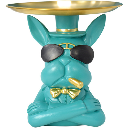 Nordic Light Luxury Bulldog Tray TV Cabinet Living Room Desktop Decorations Creative Ornaments Entrance Storage Gifts