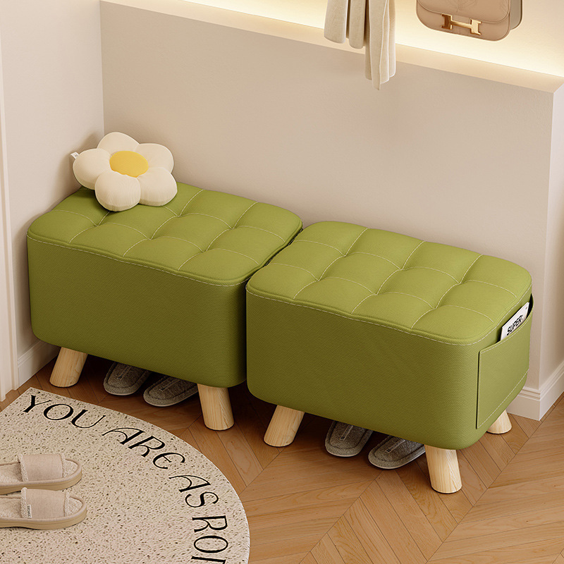 Taburetes de tela, taburetes de sofá de sala de estar, taburetes de cambio de zapatos para el hogar, taburetes bajos, taburetes modernos y simples
