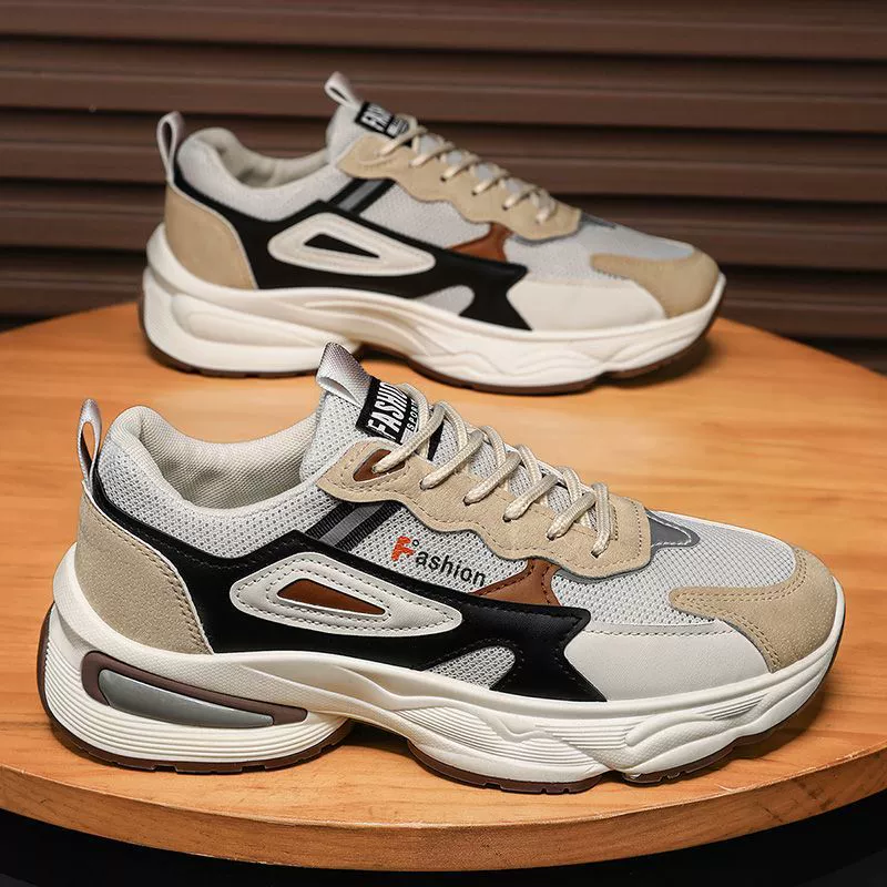 Осенняя мужская обувь новая дышащая сетка молодежная спортивная обувь корейская мода дикая повседневная обувь с толстой подошвой