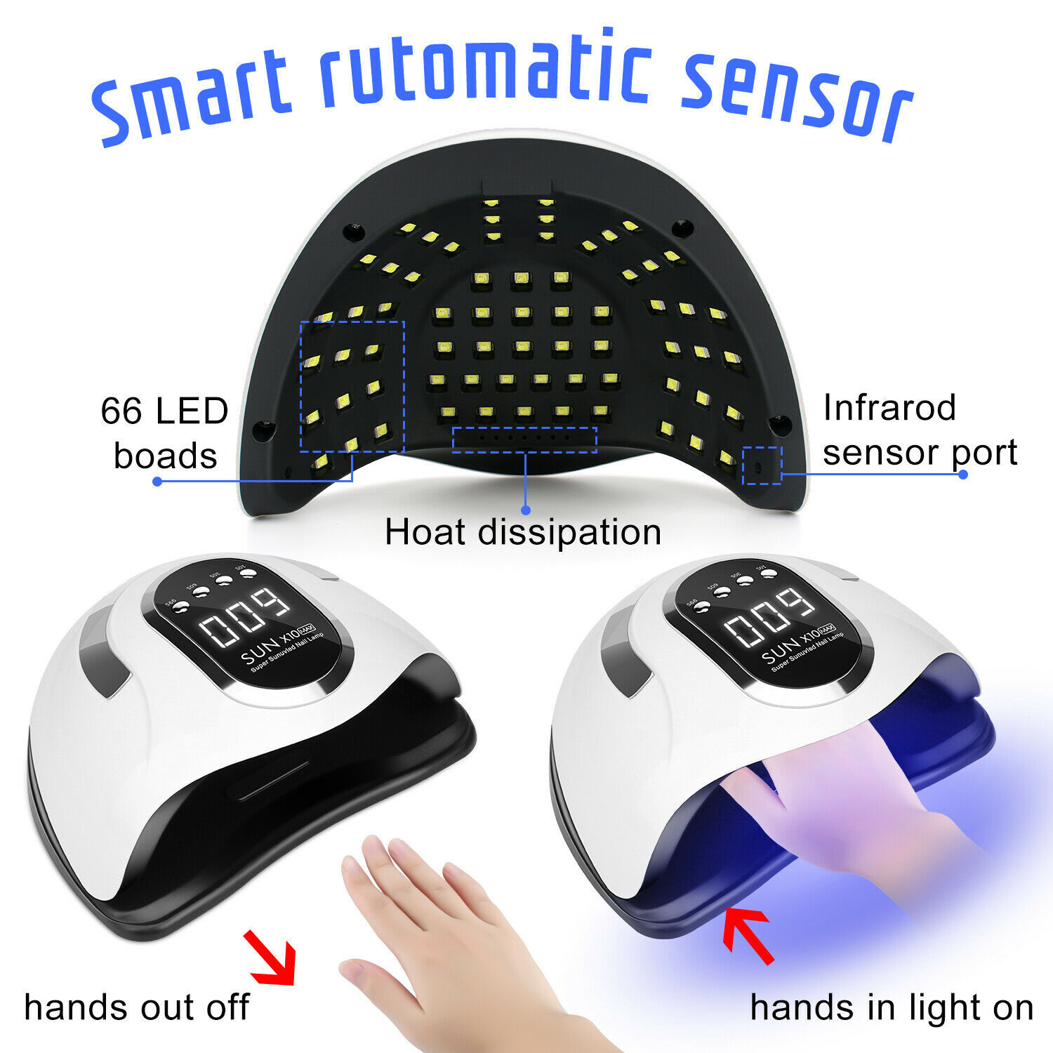 X10MAX lámpara de uñas 220W de alta potencia UV lámpara de fototerapia de uñas lámpara de cocción LED fototerapia máquina