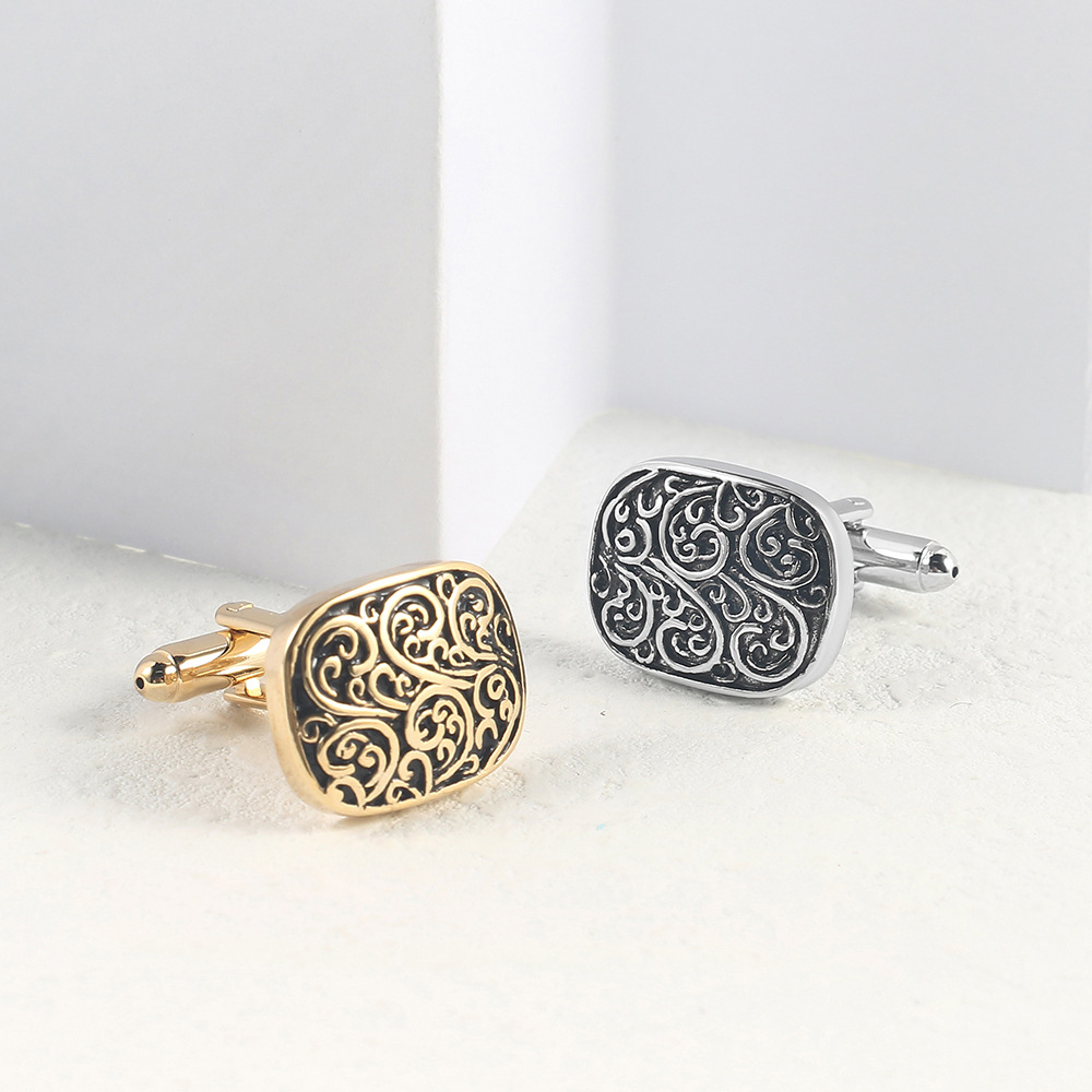 New high-end retro Roman pattern enamel metal cufflinks for export, French-style men's cufflinks wholesale