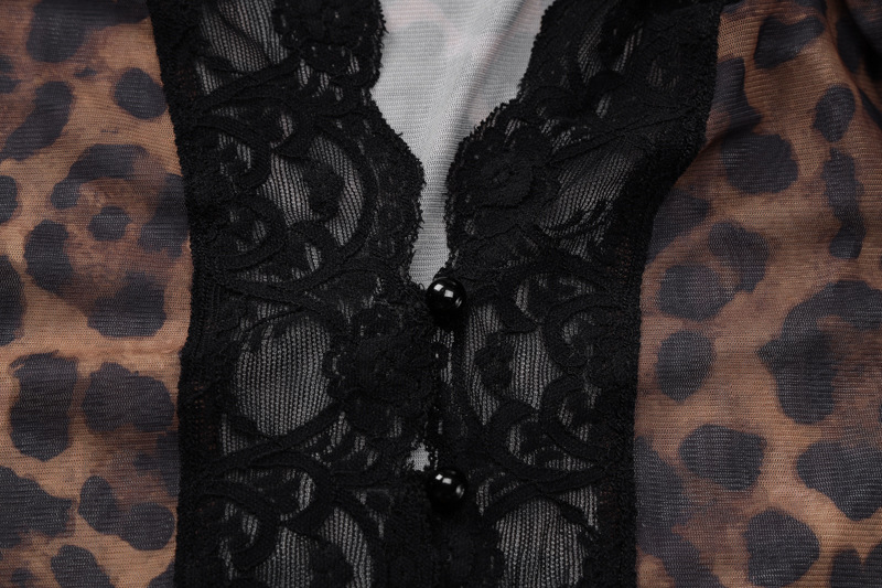 Women Clothing Summer Printed Sexy Mesh Lace Cardigan T Shirt