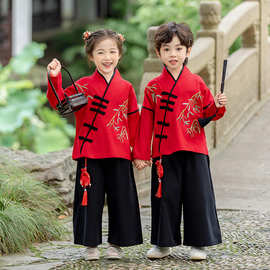 儿童秋季汉服男童古装日常中国风套装新款女童唐装秋装表演服