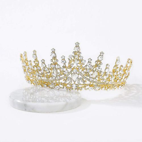 Vintage Round Bridal Crown Headpiece for Amazon New Pearl and Diamond Cake Crown Wedding Dress