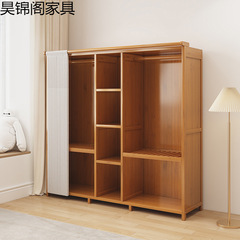 经济型实木开放式衣柜出租房结实耐用牛津布大容量挂衣橱跨境厂家