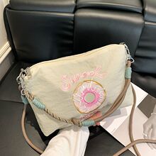 日系刺绣斜挎小包高圆圆同款帆布包2025新款单肩手提包包可爱女包