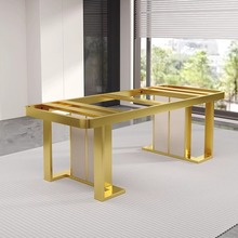 新款轻奢不锈钢桌腿铁艺桌腿支架碳素钢底座大理石岩板餐桌脚桌架