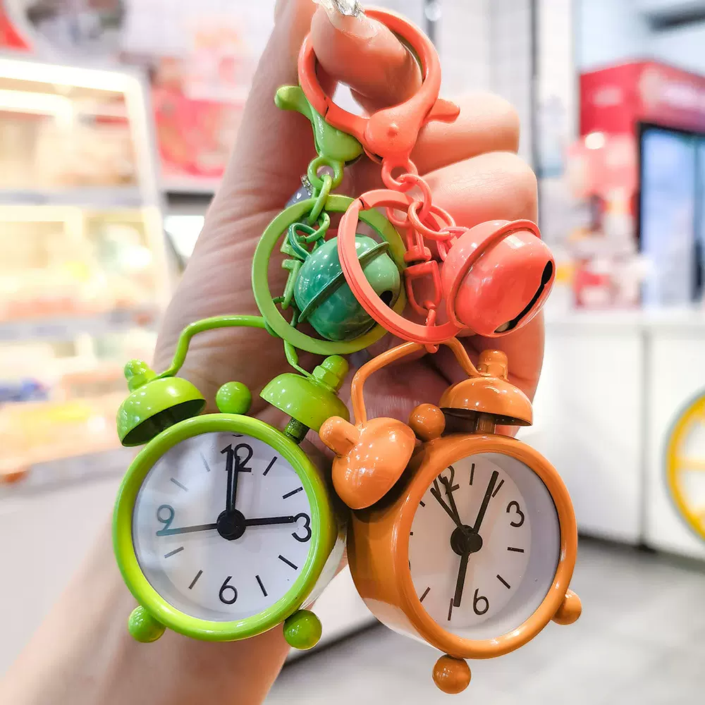 日韩爆款闹钟钥匙扣挂件闹铃钥匙圈复古时钟汽车包包饰品配件礼品