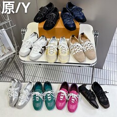 2025 新しい女性のためのドイツのトレーニングシューズ、平底本革カジュアルスニーカー、ニッチレトロカラーマッチングファッションフォレスト・ガンプシューズ、スポーツシューズ