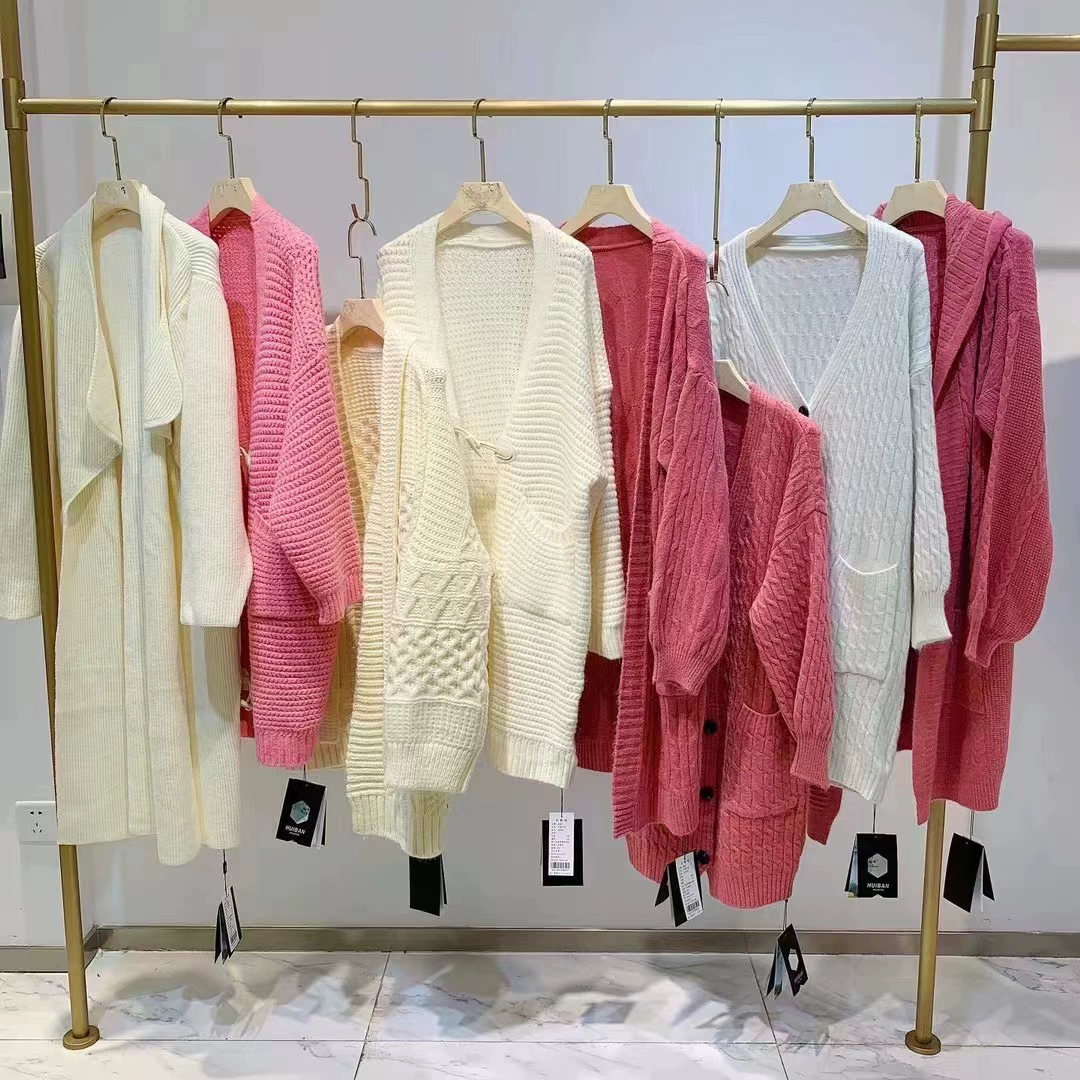 Окрашенный кашемировый кардиган 2022, зимняя одежда, Европейская и американская большая версия длинного вязаного свитера, брендовая скидка, прямые поставки вручную